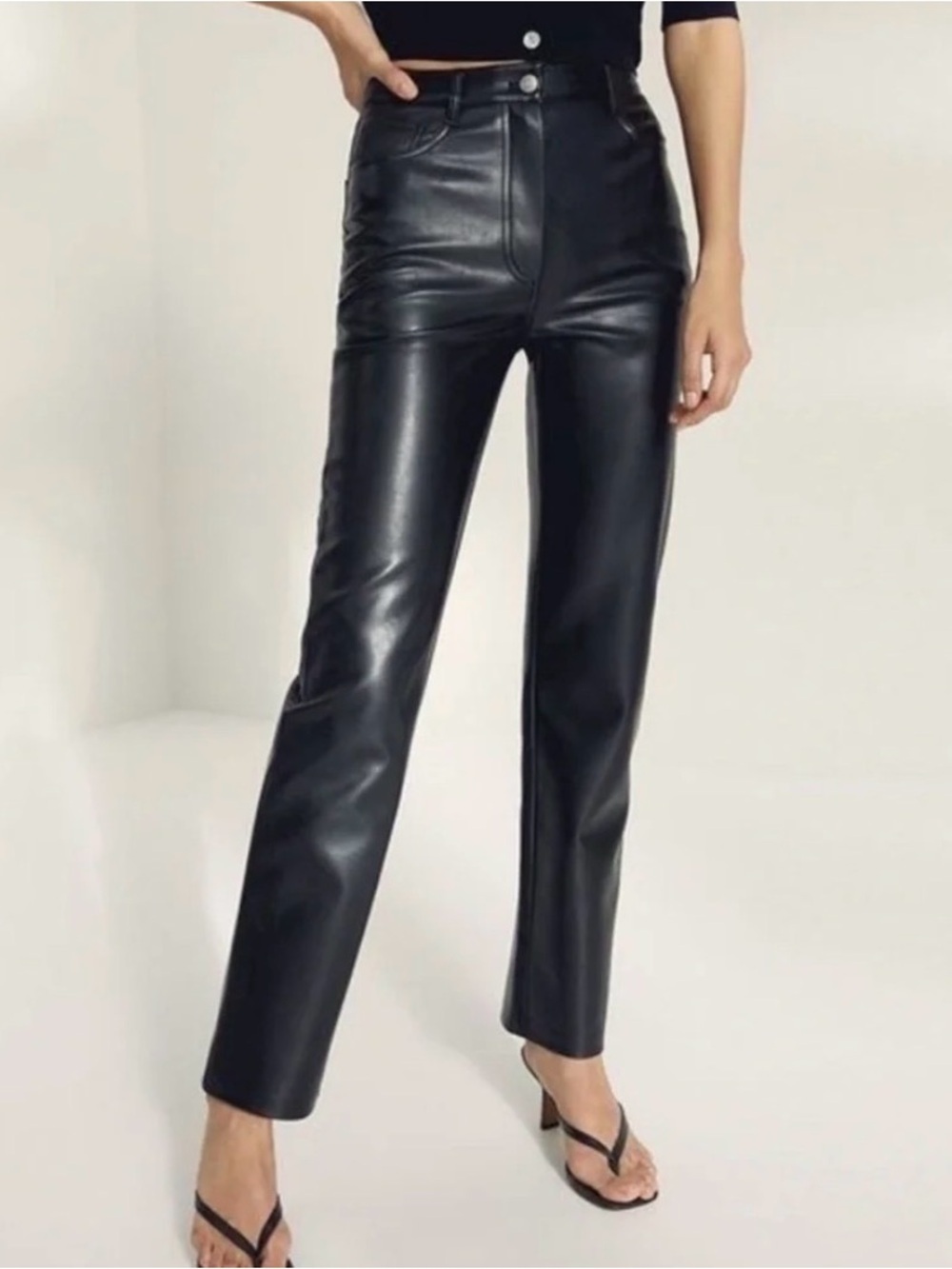 Aritzia Wilfred "The Melina" Vegan Leather Pants Sz 6 Vegan Leather High Waist